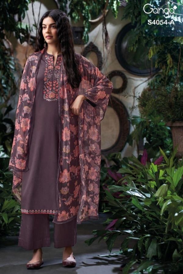 Ganga Fashion Bruna S4054 Cotton Satin Ladies Suit S4054-A