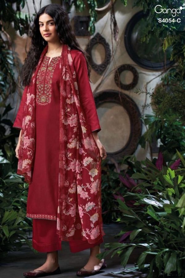Ganga Fashion Bruna S4054 Cotton Satin Ladies Suit S4054-C