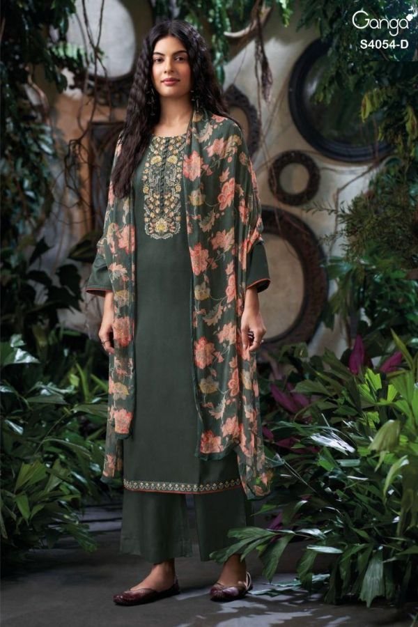Ganga Fashion Bruna S4054 Cotton Satin Ladies Suit S4054-D