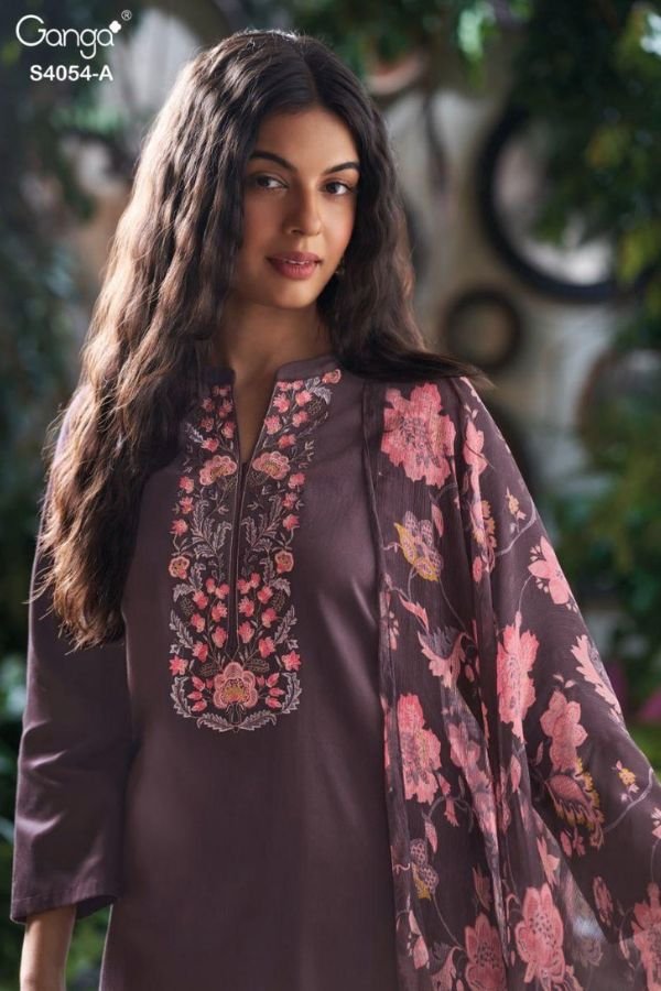 Ganga Fashion Bruna S4054 Cotton Satin Ladies Suit S4054-A