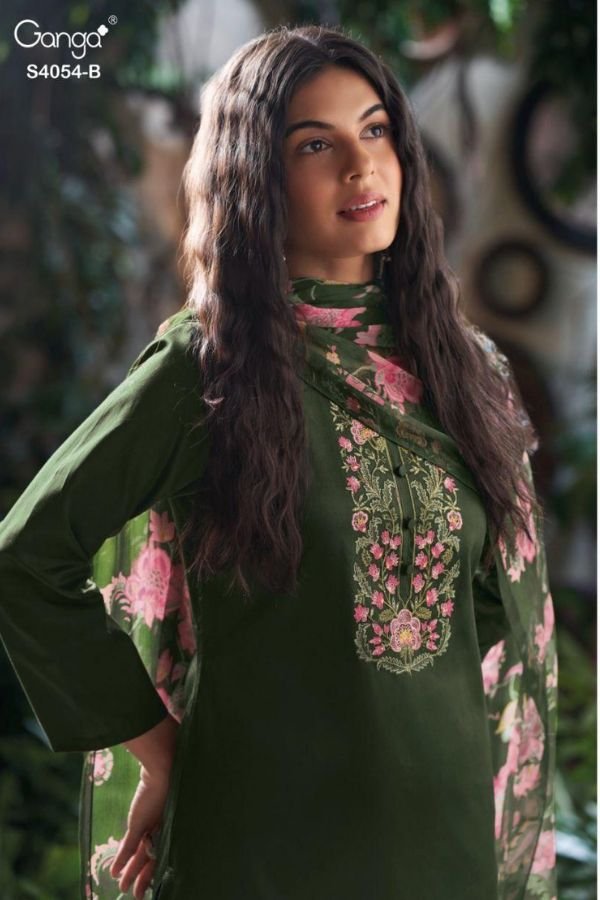 Ganga Fashion Bruna S4054 Cotton Satin Ladies Suit S4054-B