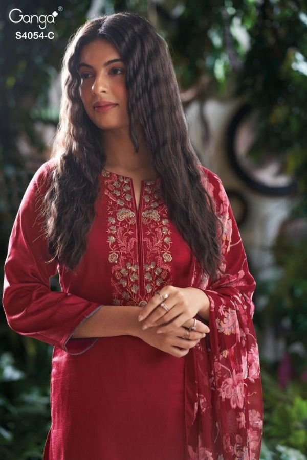 Ganga Fashion Bruna S4054 Cotton Satin Ladies Suit S4054-C