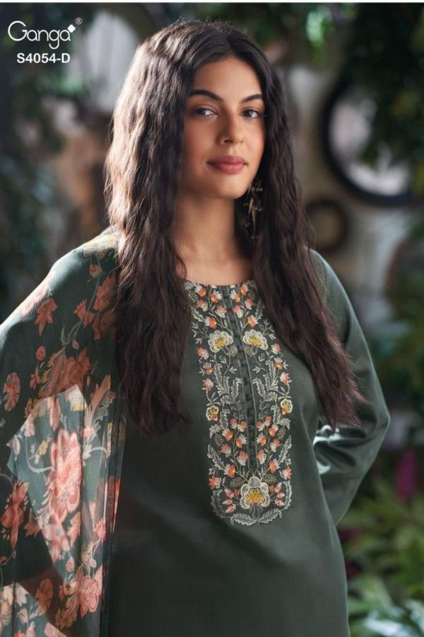 Ganga Fashion Bruna S4054 Cotton Satin Ladies Suit S4054-D