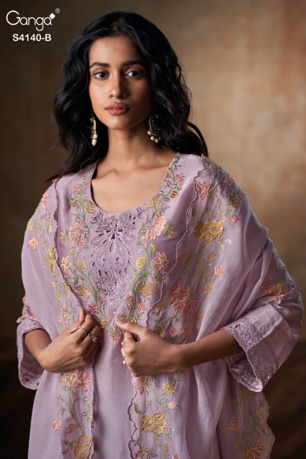 Ganga Fashion Cassara S4140 Silk Satin Ladies Suit S4140-B