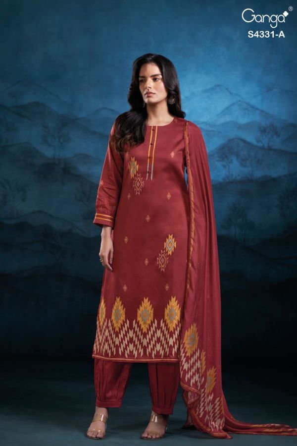 Ganga Fashion Crisa S4331 Cotton Satin Ladies Suit S4331-A