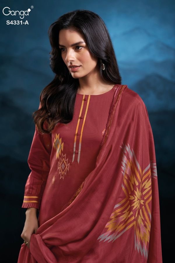 Ganga Fashion Crisa S4331 Cotton Satin Ladies Suit S4331-A