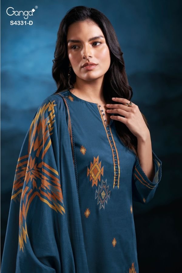 Ganga Fashion Crisa S4331 Cotton Satin Ladies Suit S4331-D