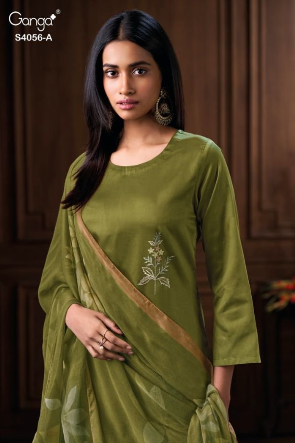 Ganga Fashion Deyara S4056 Cotton Satin Ladies Suit S4056-A