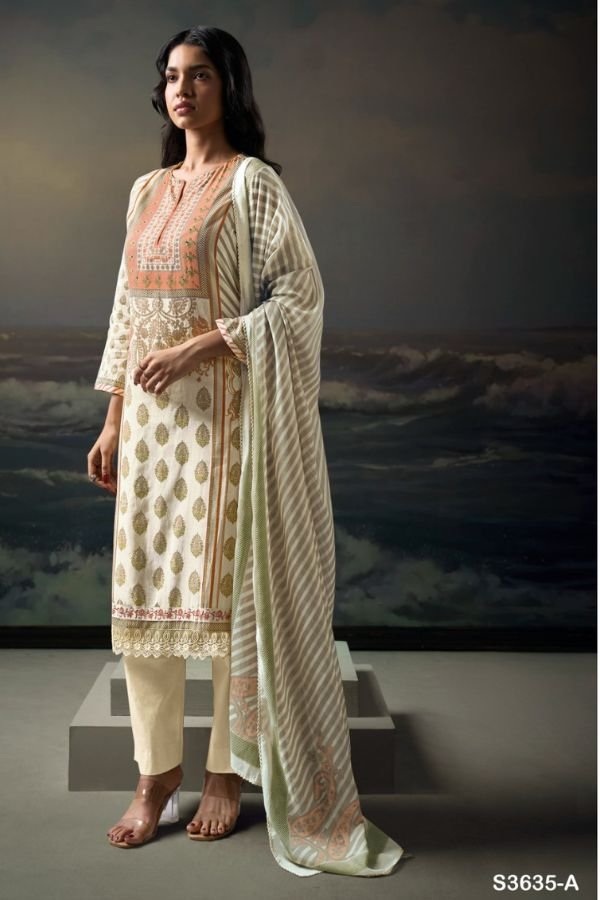 Ganga Fashion Diora S3635 Cotton Satin Ladies Suits S3635-A