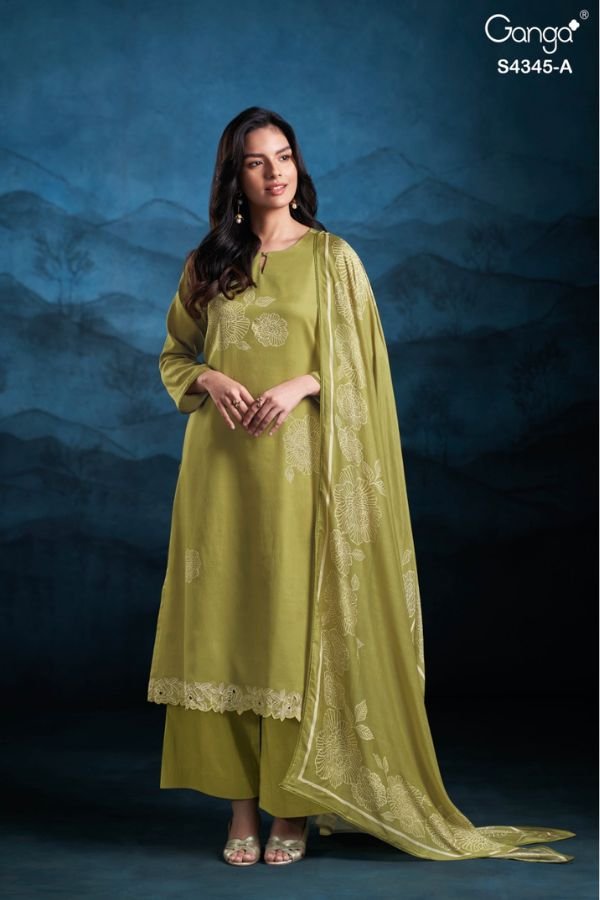 Ganga Fashion Enaira S4345 Cotton Satin Ladies Suits S4345-A