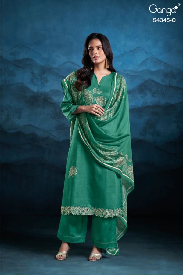 Ganga Fashion Enaira S4345 Cotton Satin Ladies Suits S4345-C