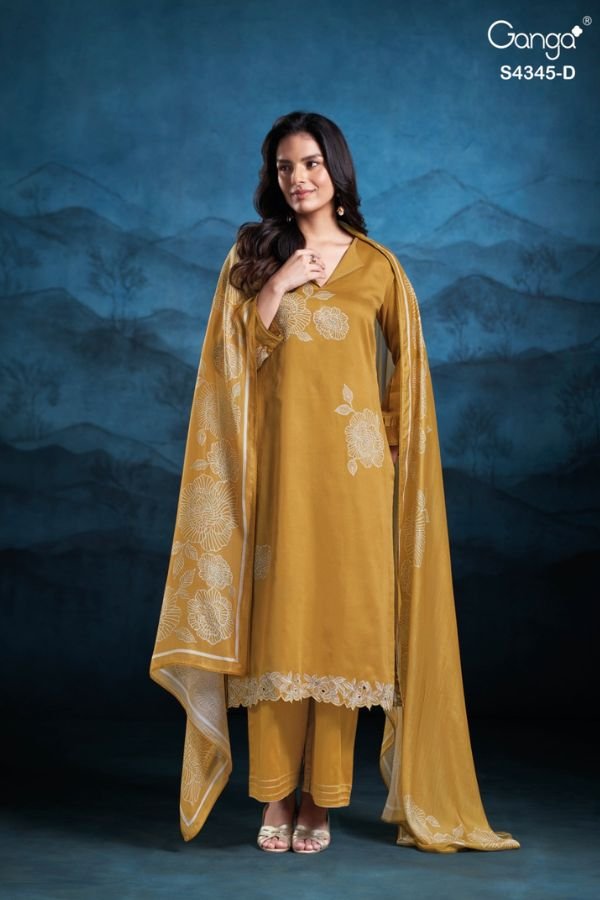 Ganga Fashion Enaira S4345 Cotton Satin Ladies Suits S4345-D