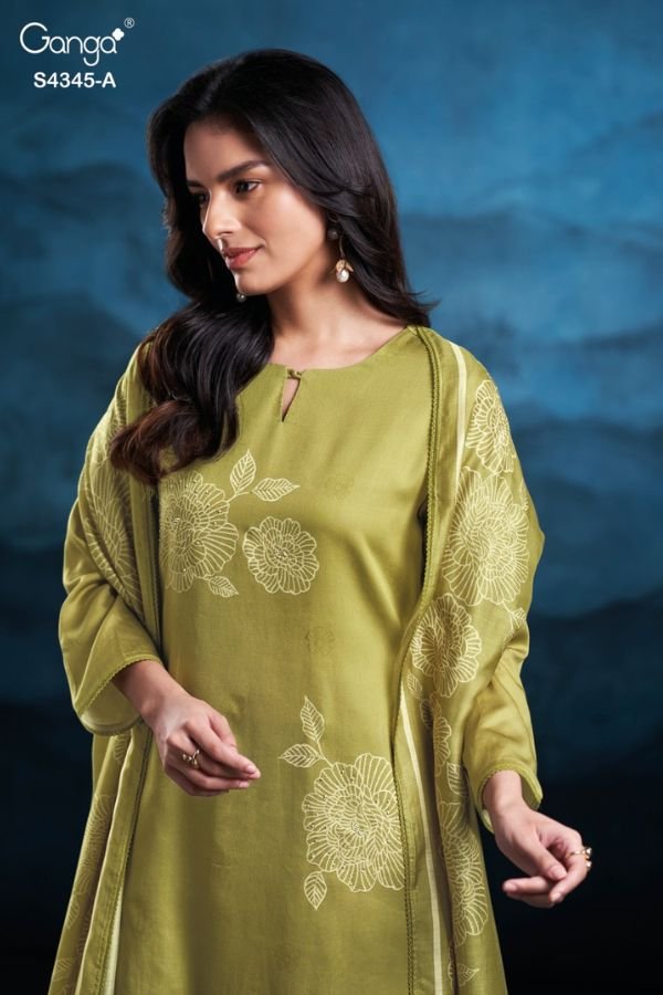 Ganga Fashion Enaira S4345 Cotton Satin Ladies Suits S4345-A