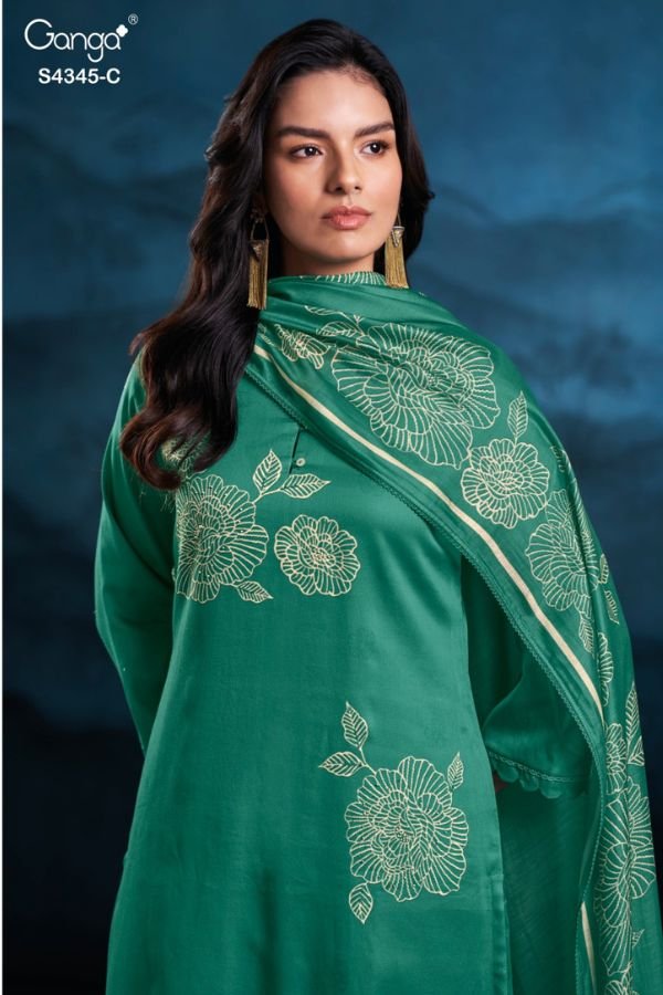 Ganga Fashion Enaira S4345 Cotton Satin Ladies Suits S4345-C