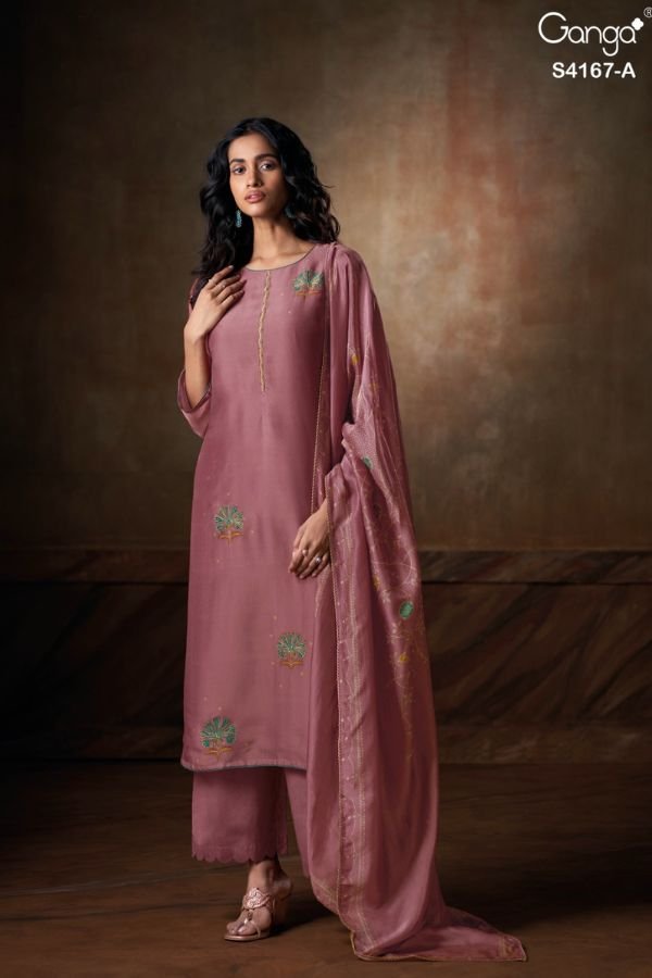 Ganga Fashion Eshra S4167 Silk Satin Ladies Suit S4167-A