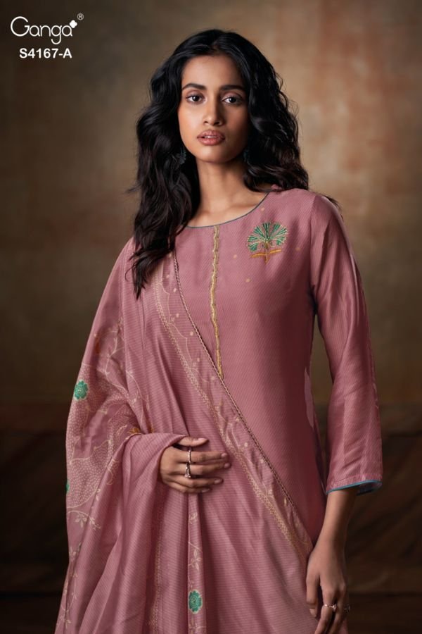 Ganga Fashion Eshra S4167 Silk Satin Ladies Suit S4167-A
