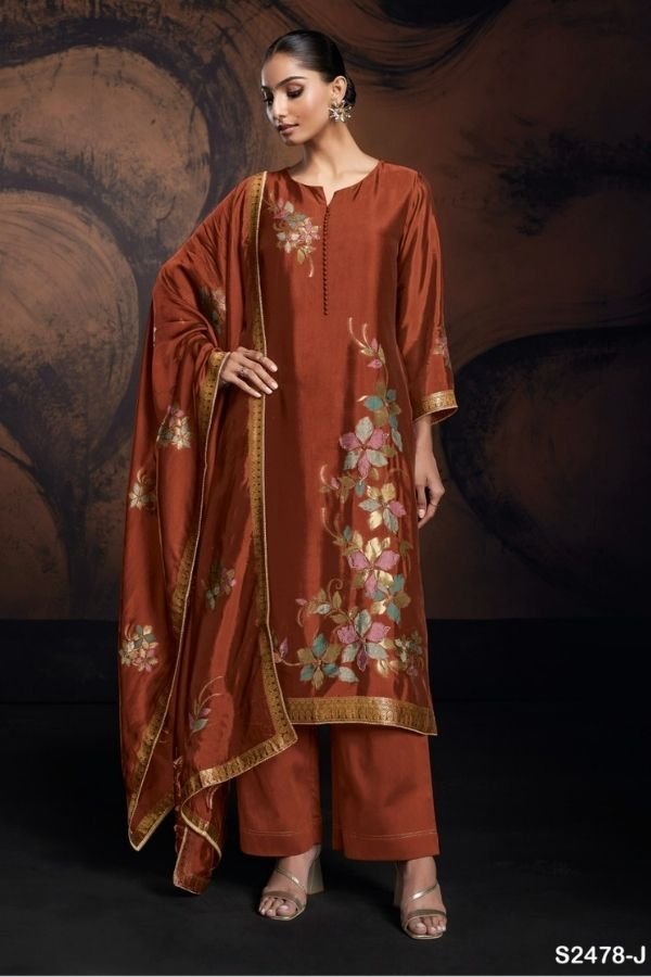 Ganga Fashion Evania S2478 Silk Ladies Suit S2478-J