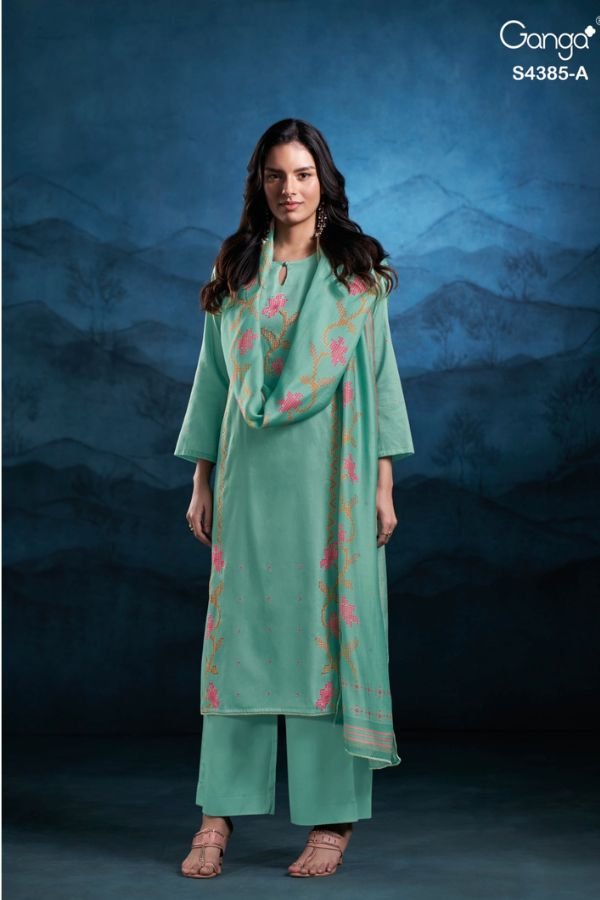 Ganga Fashion Fayisha S4385 Cotton Satin Ladies Suits S4385-A