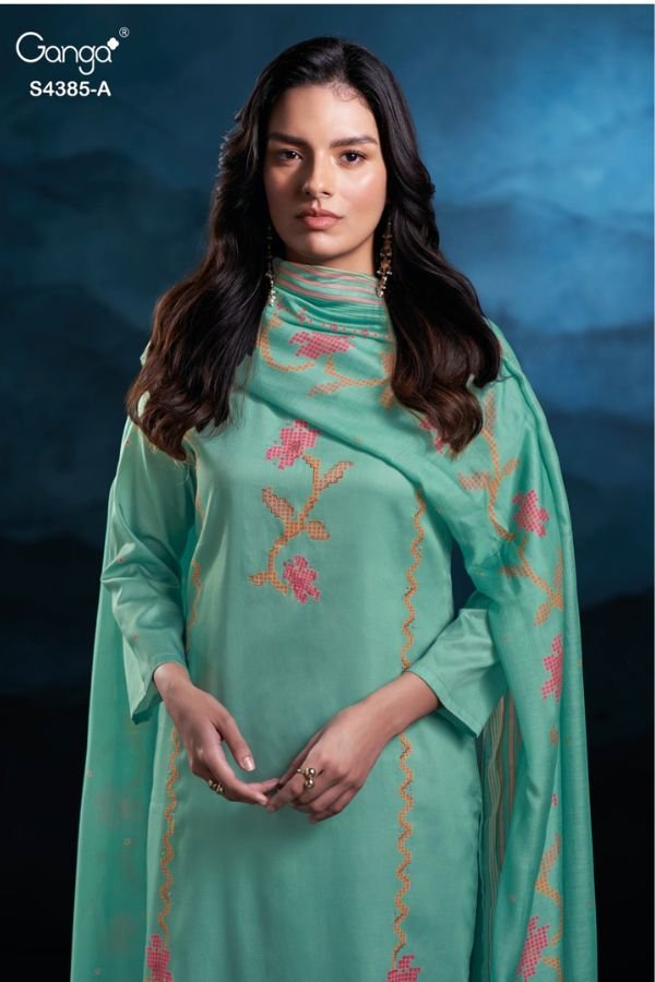 Ganga Fashion Fayisha S4385 Cotton Satin Ladies Suits S4385-A