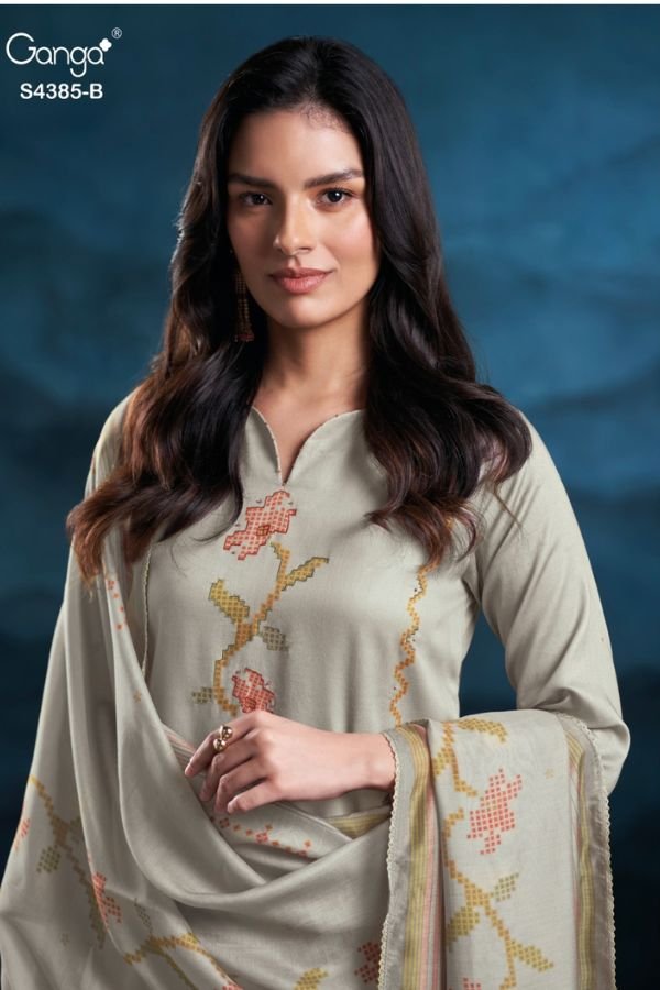 Ganga Fashion Fayisha S4385 Cotton Satin Ladies Suits S4385-B