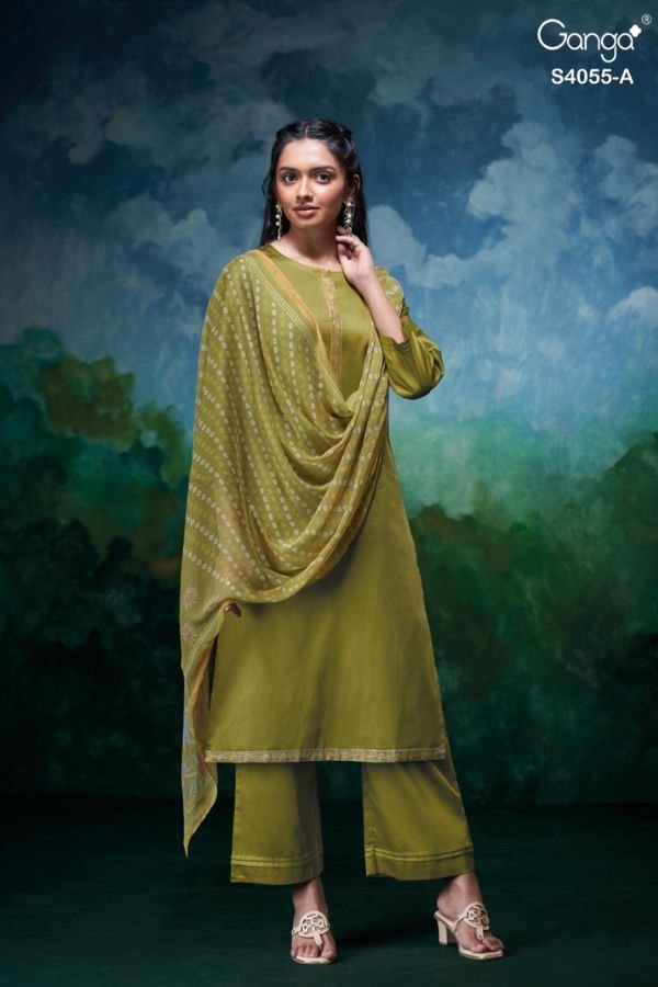 Ganga Fashion Florael S4055 Cotton Silk Ladies Suits S4055-A