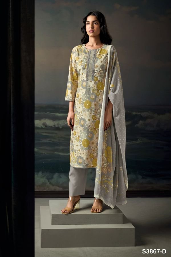 Ganga Fashion Gia S3867 Cotton Satin Ladies Suits S3867-D