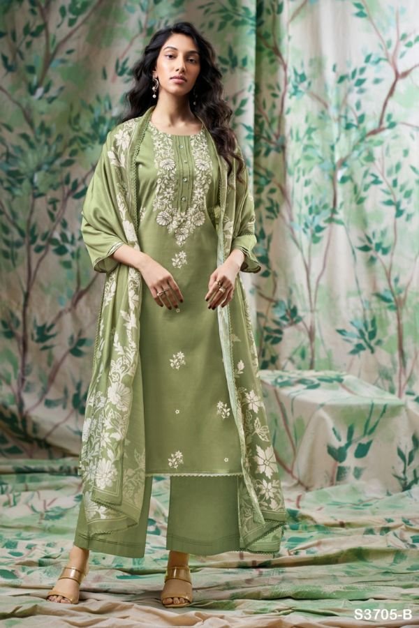 Ganga Fashion Giselle S3705 Cotton Satin Ladies Suit S3705-B