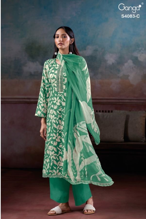 Ganga Fashion Gyanah S4083 Cotton Satin Ladies Suit S4083-C