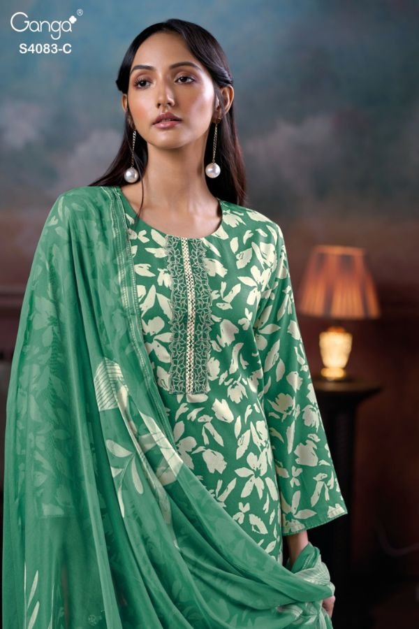 Ganga Fashion Gyanah S4083 Cotton Satin Ladies Suit S4083-C