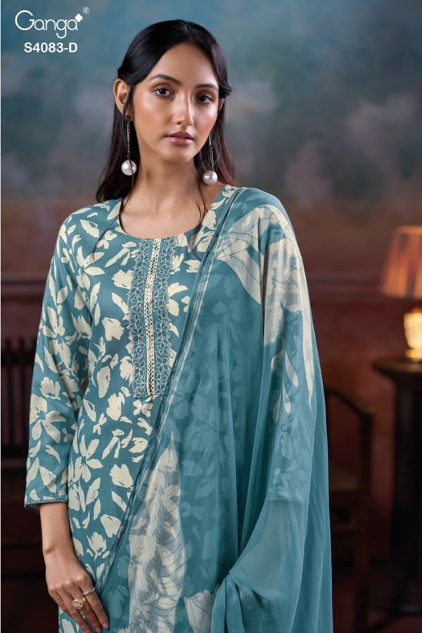 Ganga Fashion Gyanah S4083 Cotton Satin Ladies Suit S4083-D