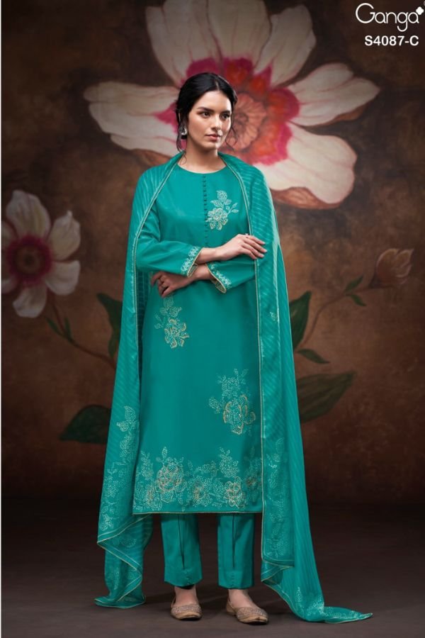Ganga Fashion Jaashvi S4087 Cotton Satin Ladies Suits S4087-C