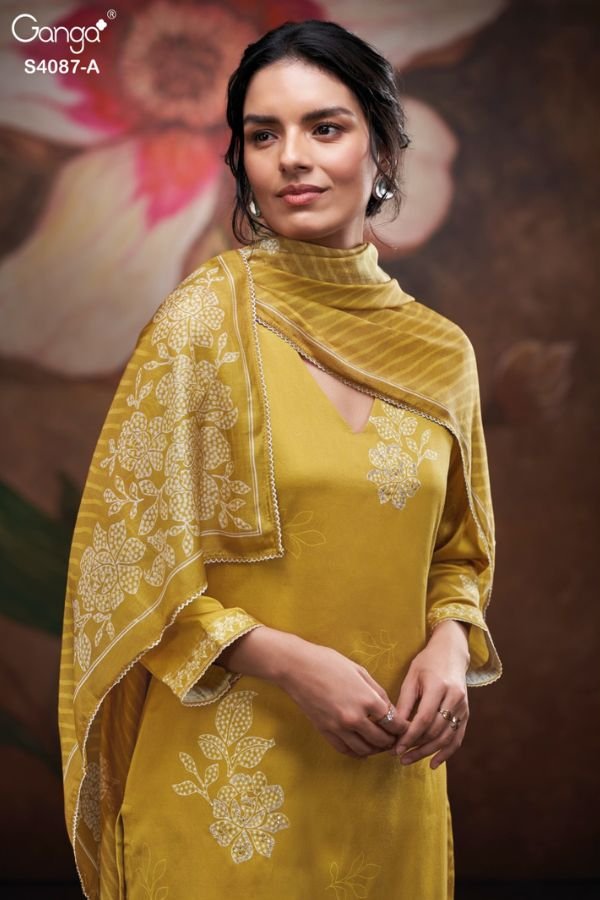 Ganga Fashion Jaashvi S4087 Cotton Satin Ladies Suit S4087-A