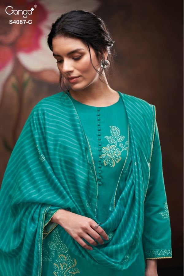 Ganga Fashion Jaashvi S4087 Cotton Satin Ladies Suits S4087-C