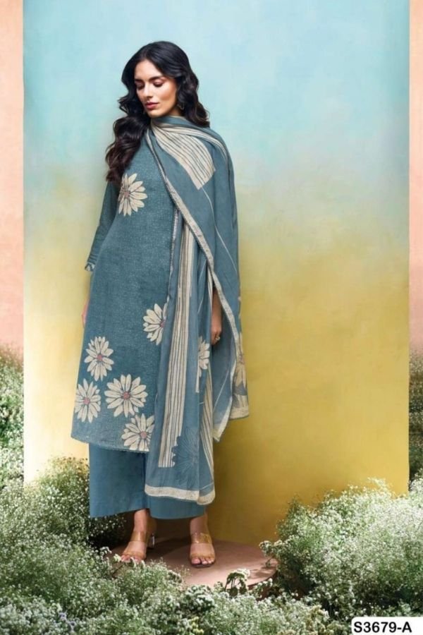 Ganga Fashion Kalani S3679 Cotton Linen Ladies Suit S3679-A