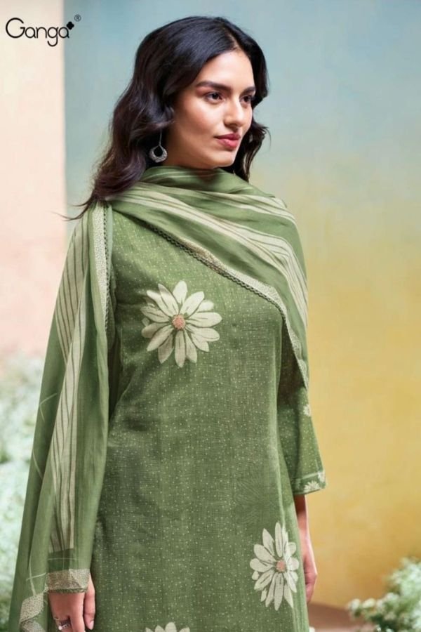 Ganga Fashion Kalani S3679 Cotton Linen Ladies Suit S3679-C