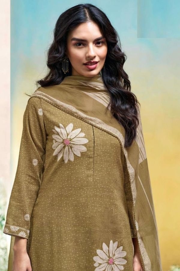 Ganga Fashion Kalani S3679 Cotton Linen Ladies Suit S3679-D