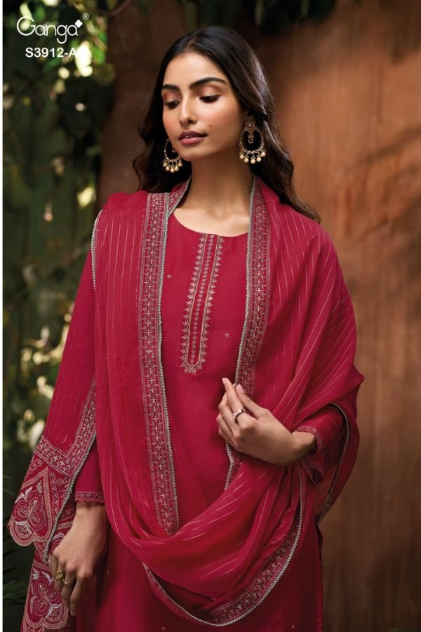 Ganga Fashion Kendall S3912 Silk Satin Ladies Suit S3912-A