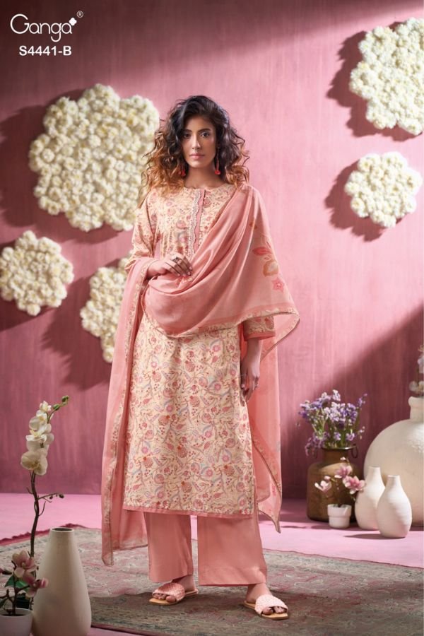 Ganga Fashion Mezna S4441 Cotton Satin Ladies Suit S4441-B