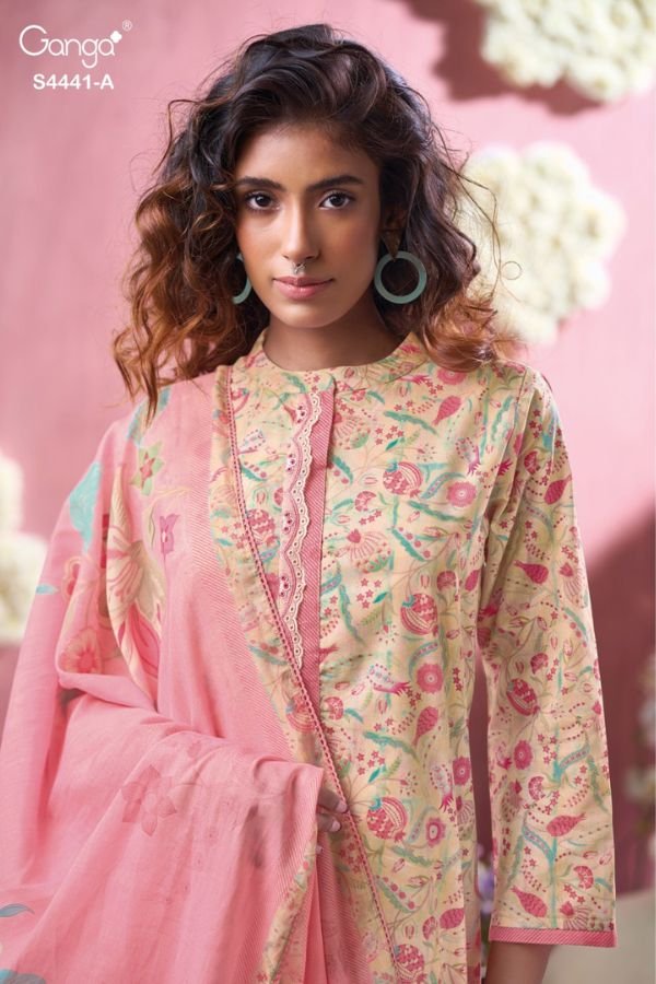 Ganga Fashion Mezna S4441 Cotton Satin Ladies Suit S4441-A