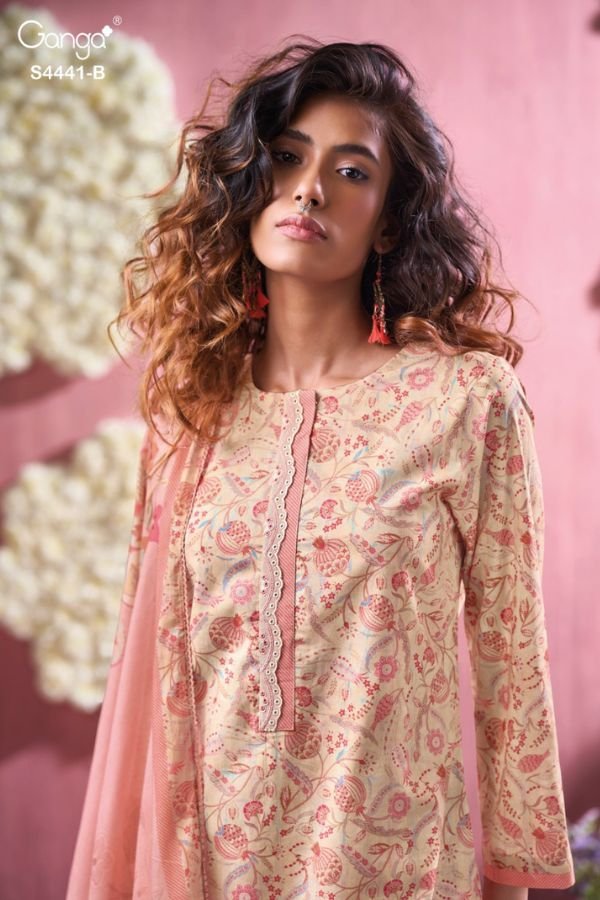Ganga Fashion Mezna S4441 Cotton Satin Ladies Suit S4441-B