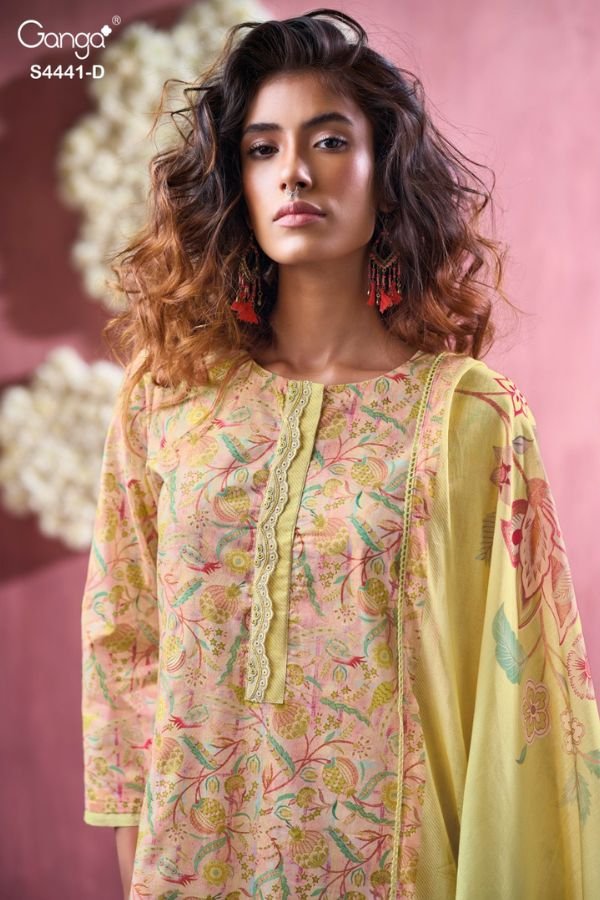 Ganga Fashion Mezna S4441 Cotton Satin Ladies Suit S4441-D