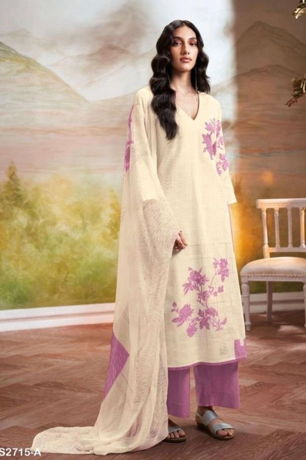 Ganga Fashion Nayanika S2715 Cotton Linen Suit S2715-A