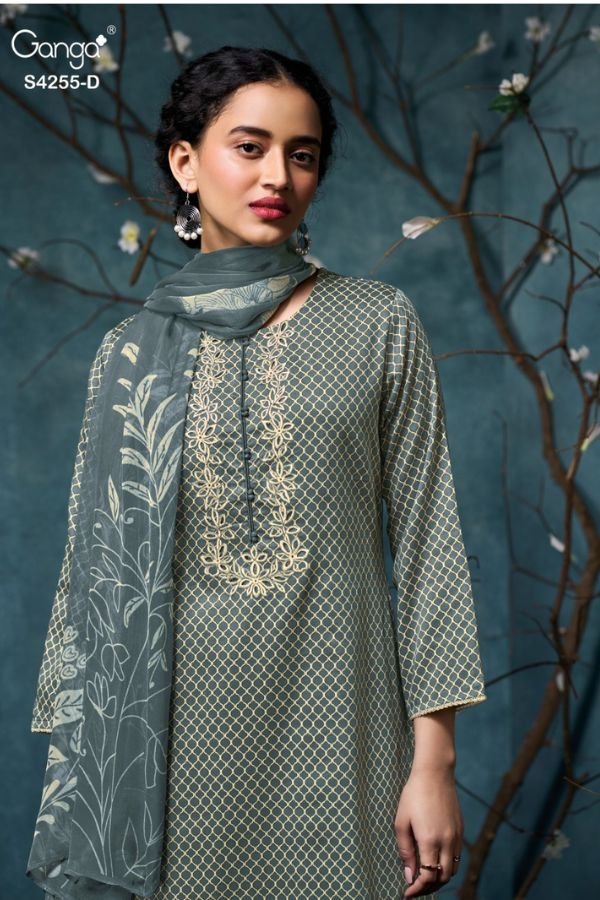 Ganga Fashion Olesia S4255 Cotton Satin Ladies Suits S4255-D