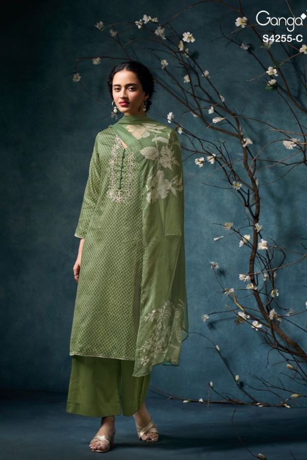 Ganga Fashion Olesia S4255 Cotton Satin Ladies Suits S4255-C