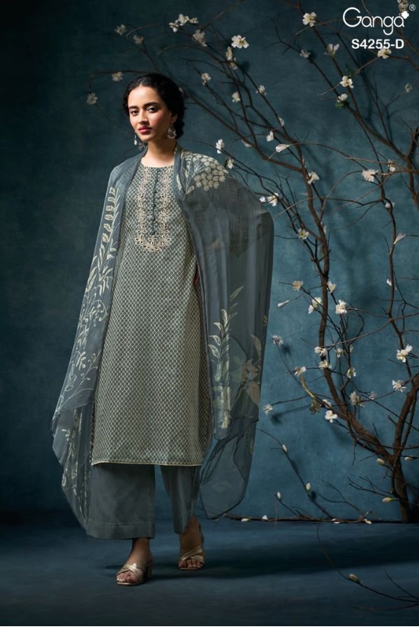 Ganga Fashion Olesia S4255 Cotton Satin Ladies Suits S4255-D