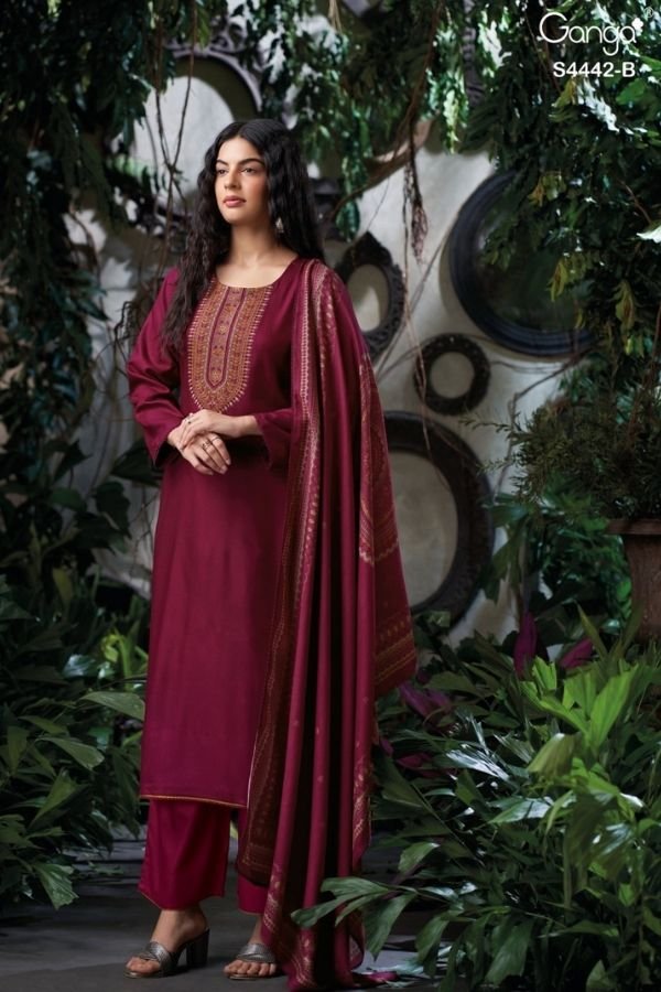 Ganga Fashion Revia S4442 Cotton Satin Ladies Suits S4442-B