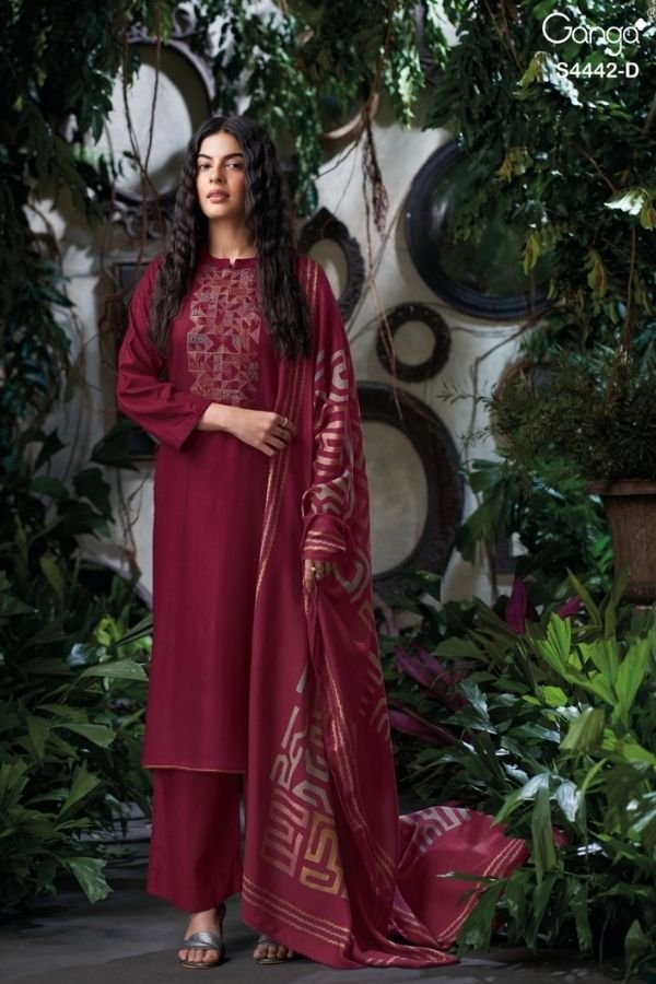 Ganga Fashion Revia S4442 Cotton Satin Ladies Suits S4442-D