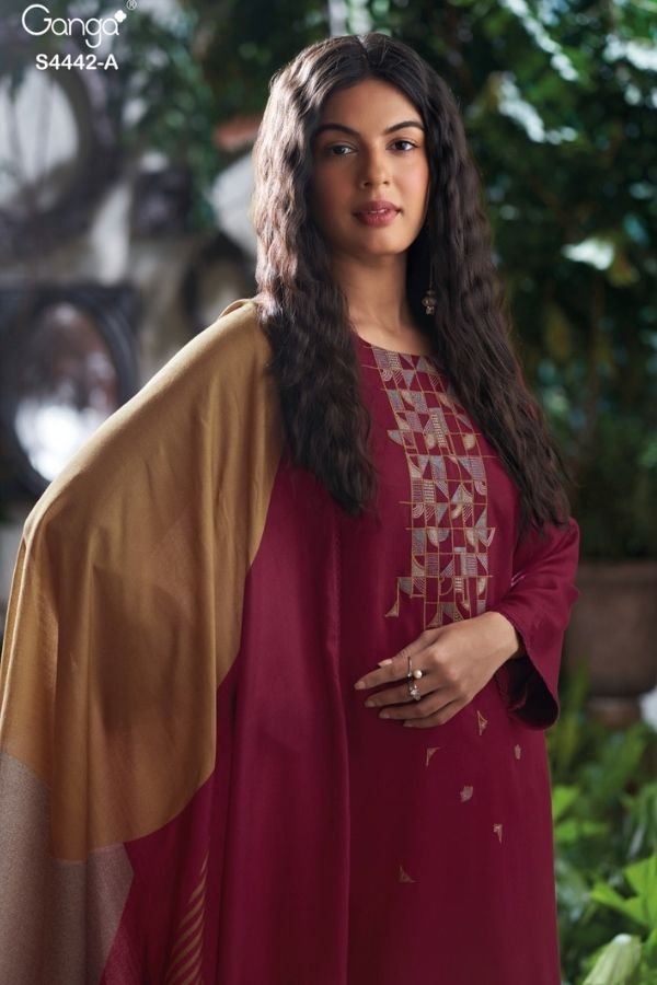 Ganga Fashion Revia S4442 Cotton Satin Ladies Suits S4442-A