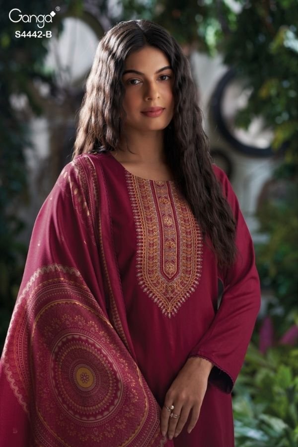 Ganga Fashion Revia S4442 Cotton Satin Ladies Suits S4442-B