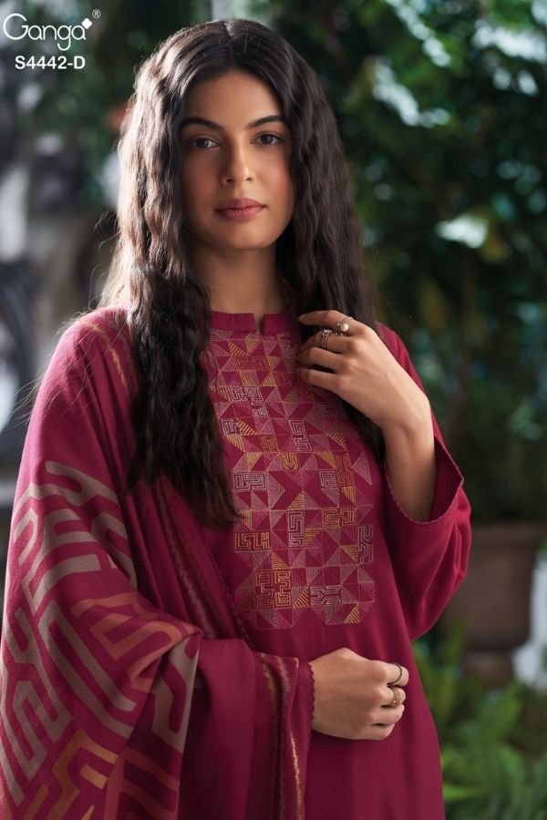 Ganga Fashion Revia S4442 Cotton Satin Ladies Suits S4442-D